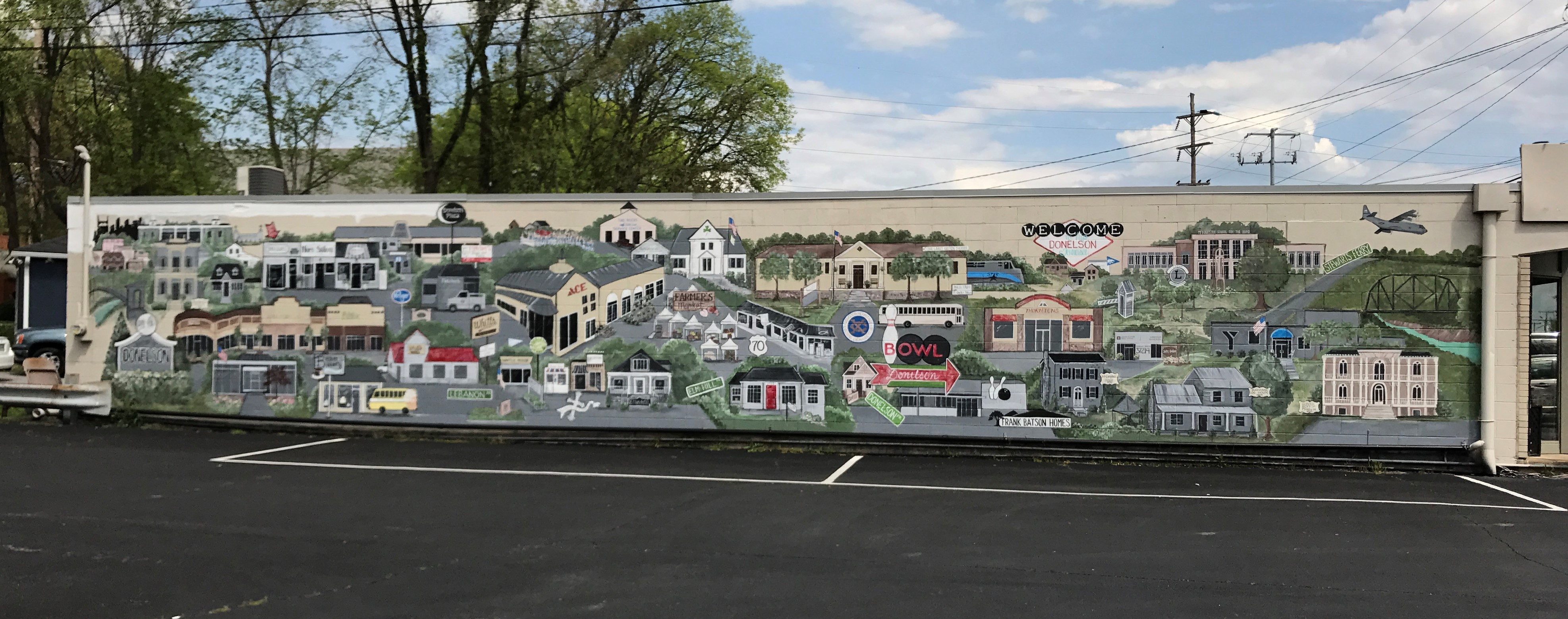 Donelson mural on the east wall of Treasures Consignment